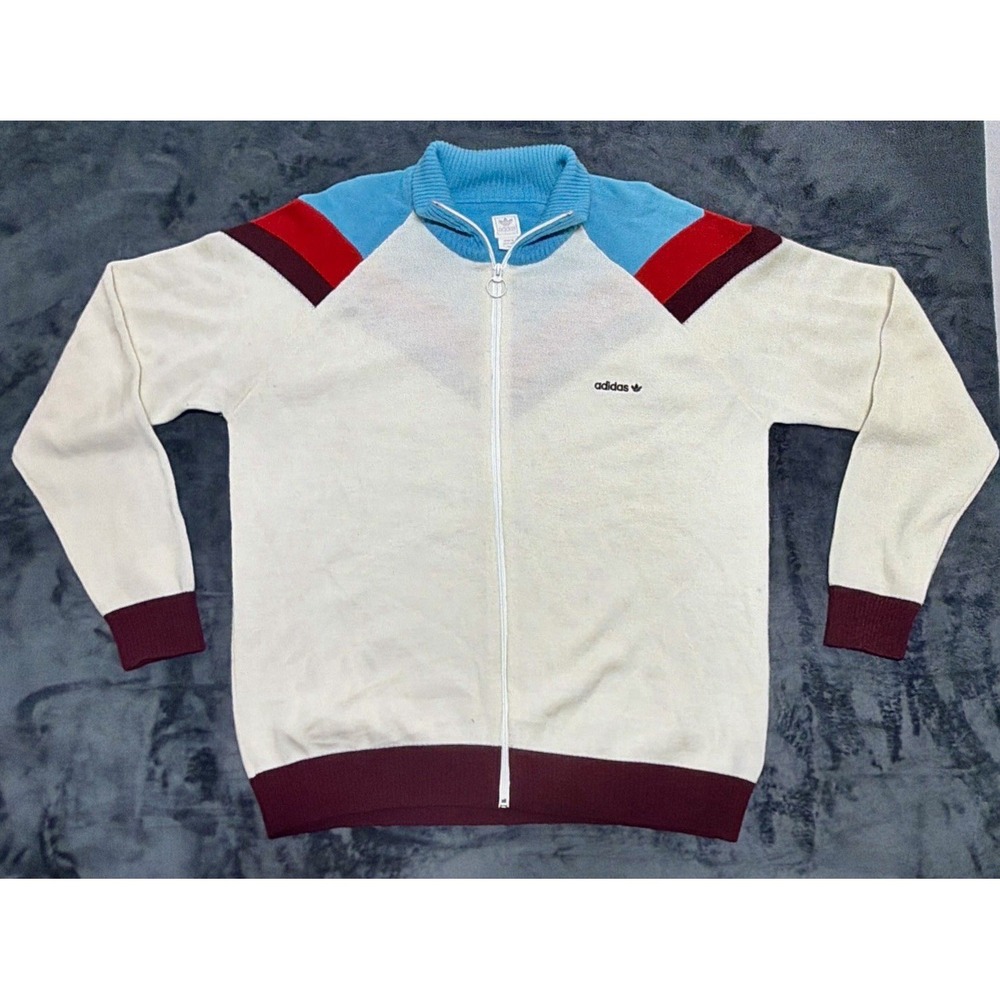 Vintage 2006 Adidas Originals Wool Blend Full Zip Sweater Track Jacket. Sz. 2XL